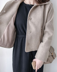 Blazer Coat 輕巧混毛呢斜形口袋大衣外套 / JK8130