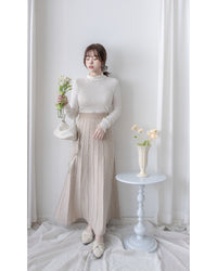 Pleated Pattern Knit Skirt 千鳥格設計感針織彈性百褶裙 / SK8920