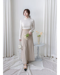 Pleated Pattern Knit Skirt 千鳥格設計感針織彈性百褶裙 / SK8920
