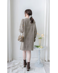 Rhombus Knit Dress 棉棉柔軟親膚英倫花瓣針織連身裙/ KT8188