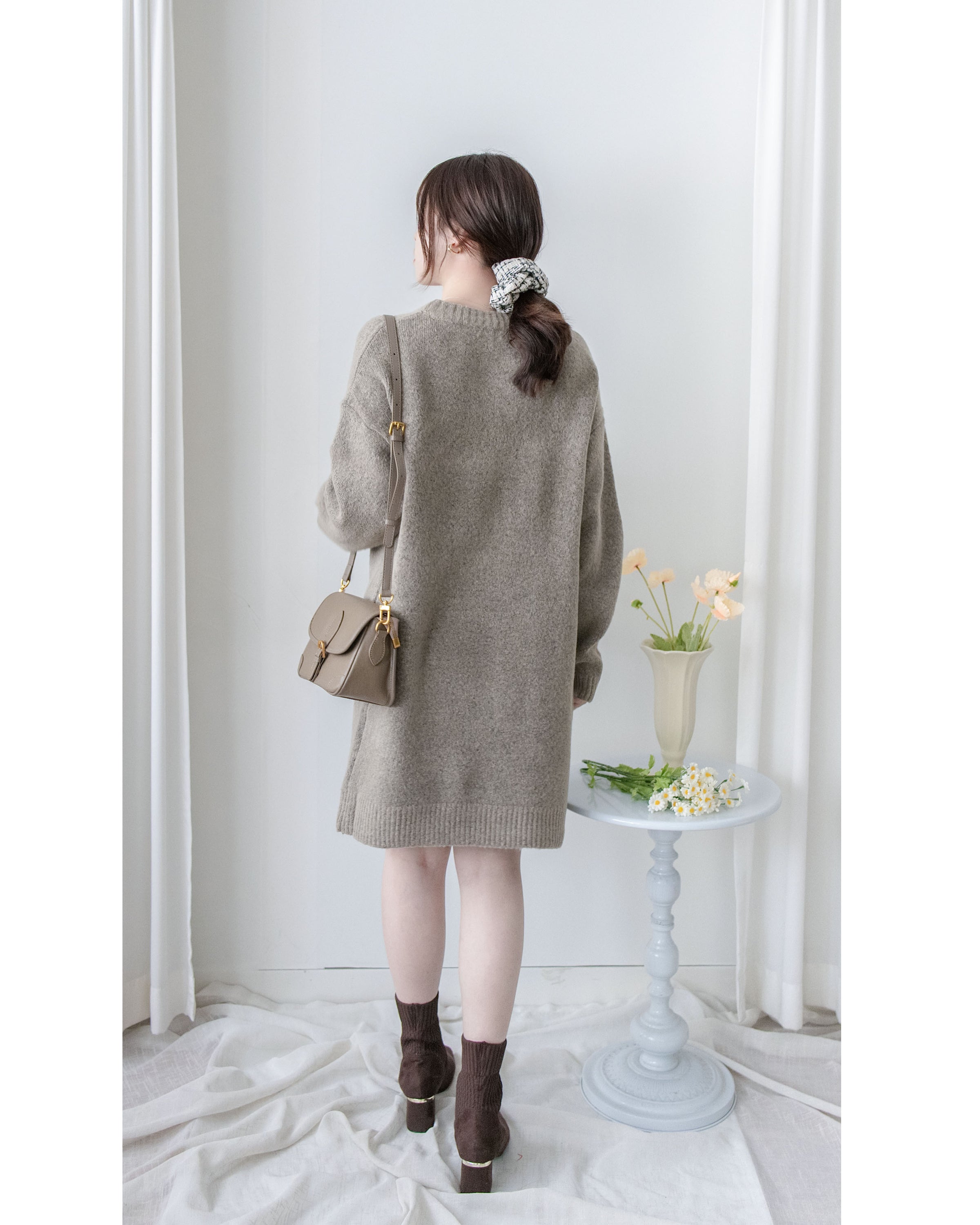 Rhombus Knit Dress 棉棉柔軟親膚英倫花瓣針織連身裙/ KT8188