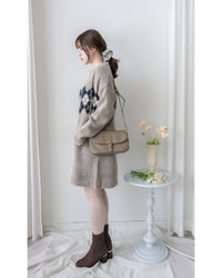 Rhombus Knit Dress 棉棉柔軟親膚英倫花瓣針織連身裙/ KT8188