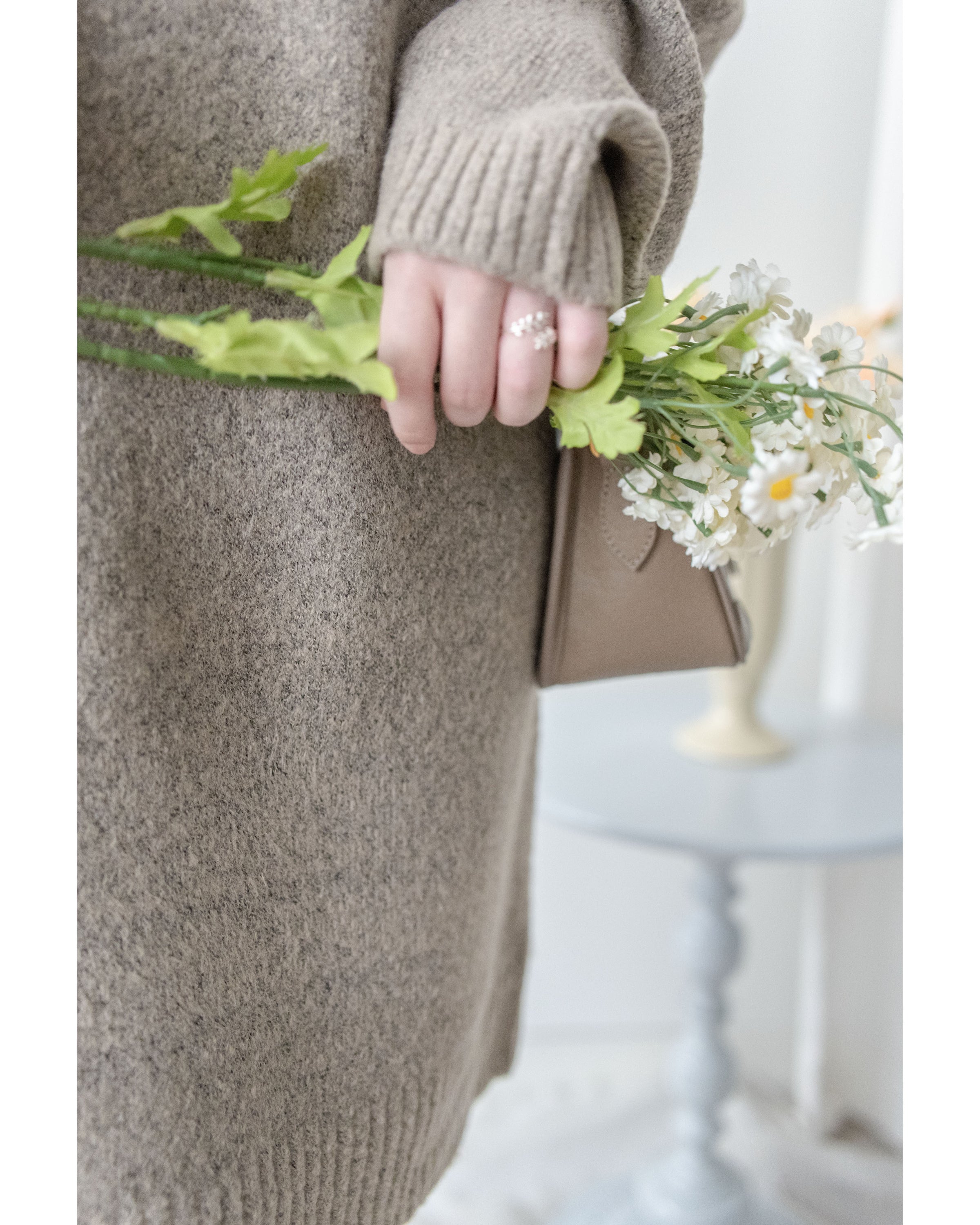 Rhombus Knit Dress 棉棉柔軟親膚英倫花瓣針織連身裙/ KT8188