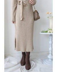 Vest Neck Dress V領側開叉彈性針織裙/ DS1034