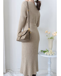 Vest Neck Dress V領側開叉彈性針織裙/ DS1034