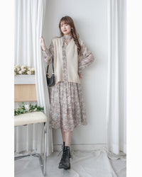 Floral Dress 雪紡碎花領口綁帶連身裙 / DS1028