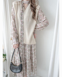 Floral Dress 雪紡碎花領口綁帶連身裙 / DS1028