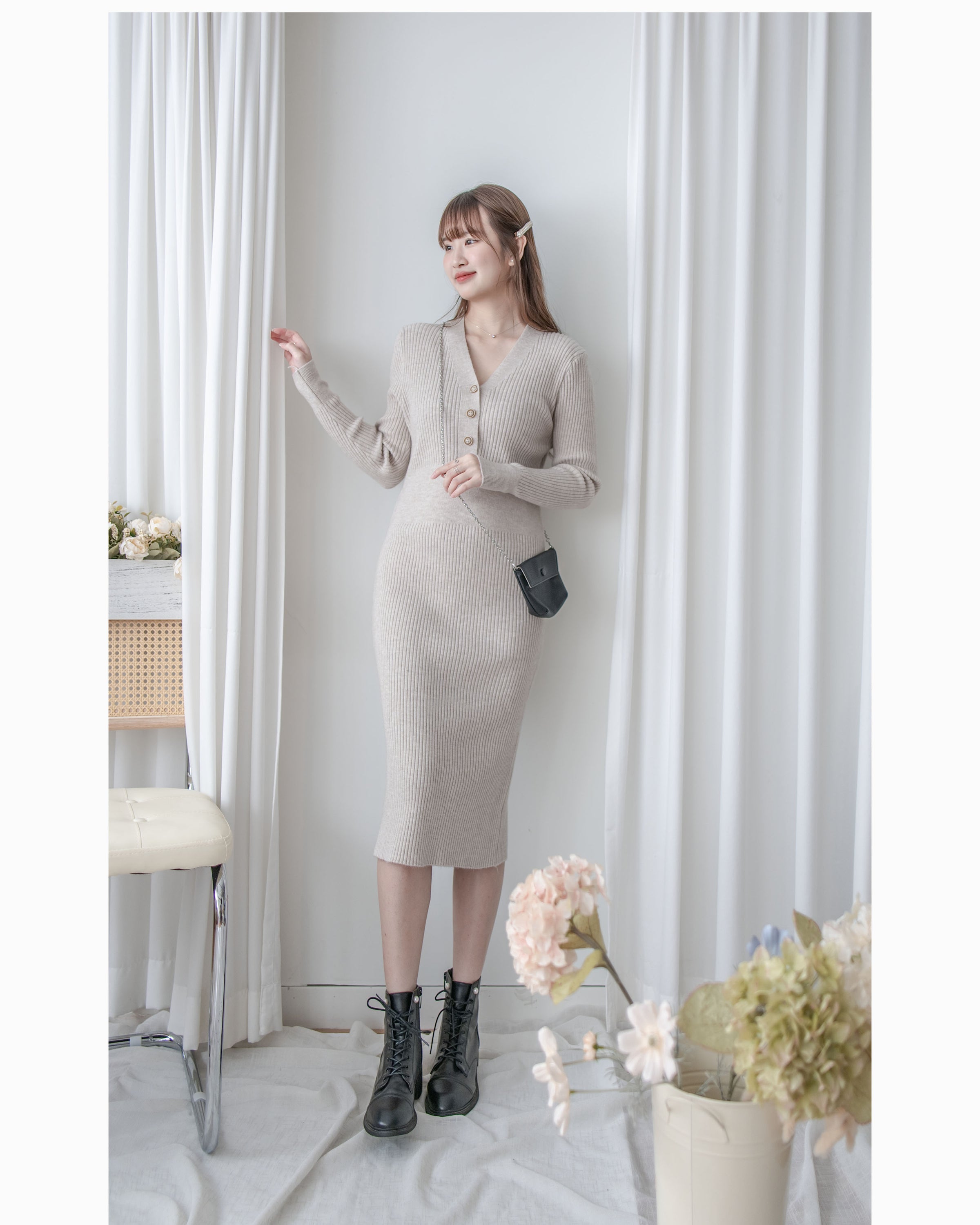 Sophie Dress 柔軟彈性羅紋針織打底裙 / DS1035