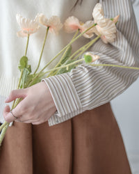 Stripe Shirt Set 不規則下擺針織背心條紋襯衫套裝/ SE9087