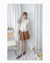 Stripe Shirt Set 不規則下擺針織背心條紋襯衫套裝/ SE9087