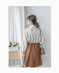 Pleated Skirt 顯瘦A形立體打褶口袋半裙 / SK8923