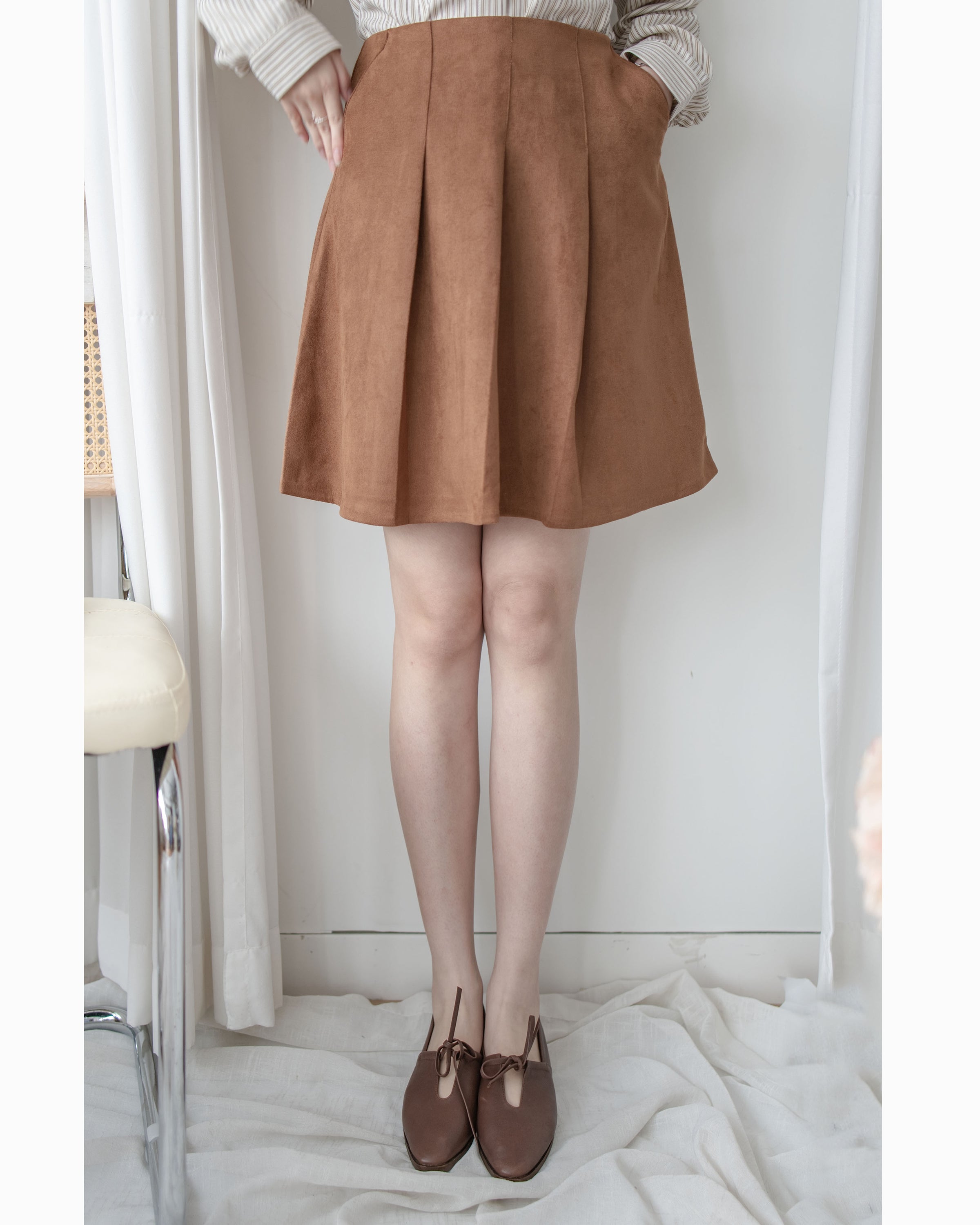 Pleated Skirt 顯瘦A形立體打褶口袋半裙 / SK8923