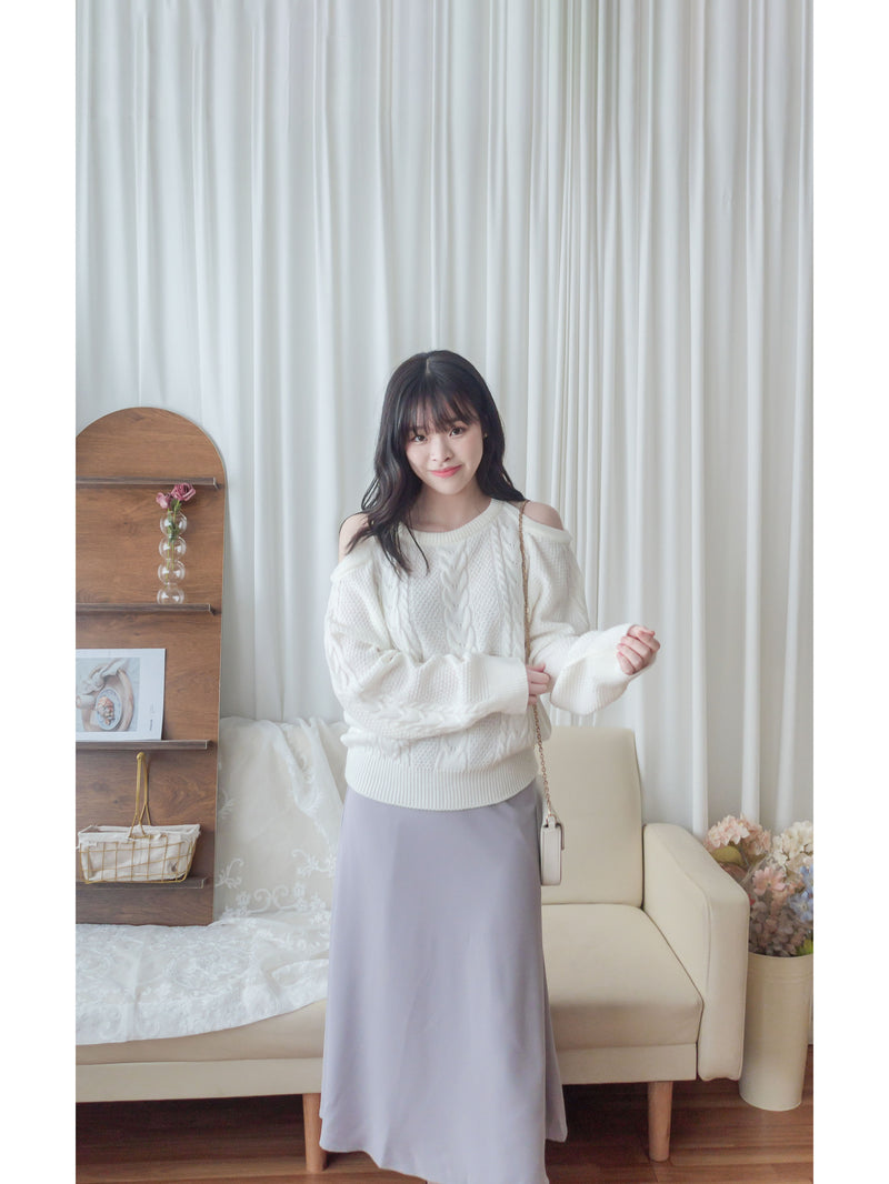 Open Shoulder Knit 露肩織紋針織上衣/ TP9118