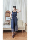 Frill Dress 入膊方領雙層裙擺口袋無袖連身裙/ DS9845