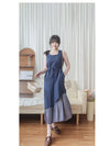 Frill Dress 入膊方領雙層裙擺口袋無袖連身裙/ DS9845