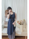 Frill Dress 入膊方領雙層裙擺口袋無袖連身裙/ DS9845