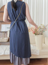 Frill Dress 入膊方領雙層裙擺口袋無袖連身裙/ DS9845