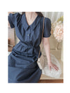 Collar Dress 輕復古小領口配鈕扣棉質連身裙/ DS9850