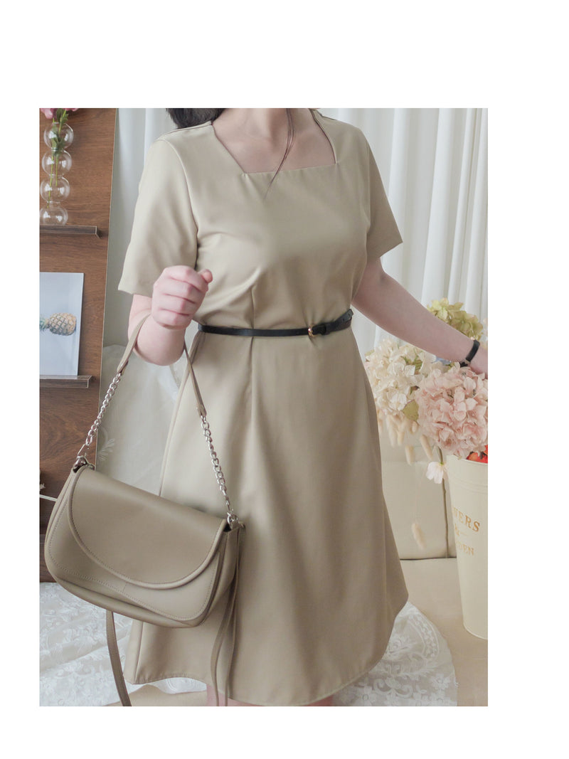 Coco Dress 方領假修腰膝上連身裙/ DS9853