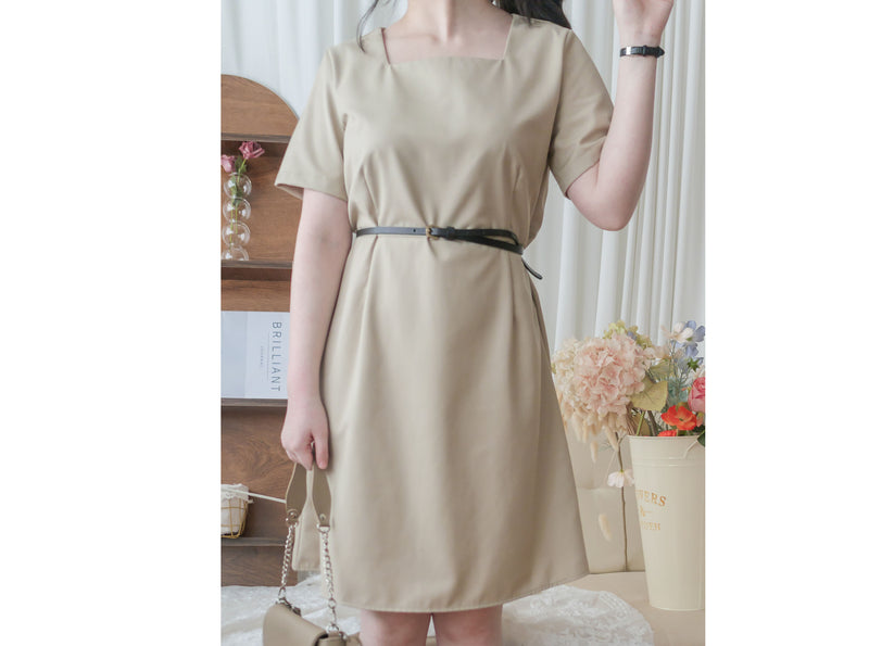 Coco Dress 方領假修腰膝上連身裙/ DS9853