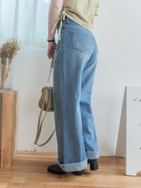 High Waist pocket Jeans 洗水雙口袋高腰長腿牛仔褲/ PT8452