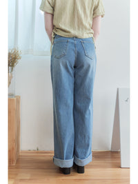 High Waist pocket Jeans 洗水雙口袋高腰長腿牛仔褲/ PT8452