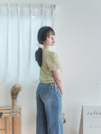 High Waist pocket Jeans 洗水雙口袋高腰長腿牛仔褲/ PT8452