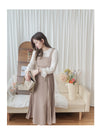 Alice Dress 彈性修身平領優雅左右百褶連身裙/ DS9837