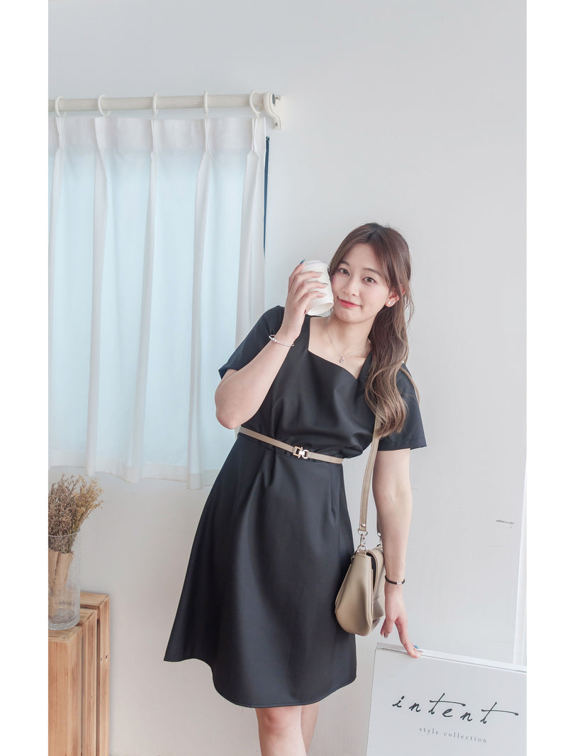 Coco Dress 方領假修腰膝上連身裙/ DS9853