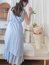 Frill Dress 入膊方領雙層裙擺口袋無袖連身裙/ DS9845