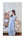 Frill Dress 入膊方領雙層裙擺口袋無袖連身裙/ DS9845