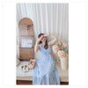 Frill Dress 入膊方領雙層裙擺口袋無袖連身裙/ DS9845