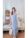 Frill Dress 入膊方領雙層裙擺口袋無袖連身裙/ DS9845