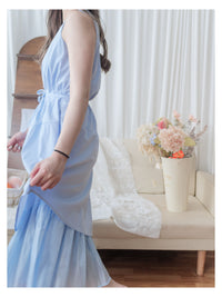 Frill Dress 入膊方領雙層裙擺口袋無袖連身裙/ DS9845