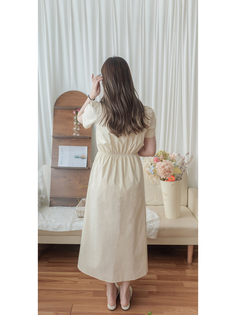 Collar Dress 輕復古小領口配鈕扣棉質連身裙/ DS9850