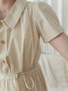 Collar Dress 輕復古小領口配鈕扣棉質連身裙/ DS9850