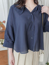 Ruffle Cotton Top 荷葉領口恤衫設計感棉上衣/ BU9095