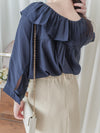 Ruffle Cotton Top 荷葉領口恤衫設計感棉上衣/ BU9095
