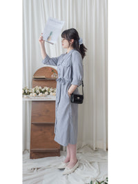 Shirt Dress 無領口恤衫口袋中袖連身裙或外套/ DS9860