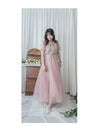 Veil Floral Dress 蝴蝶領口拼紗外層印花傘形連身裙/ DS9855