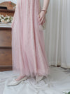 Veil Floral Dress 蝴蝶領口拼紗外層印花傘形連身裙/ DS9855