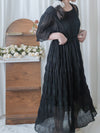 Patterned Lace Dress 格紋通花感修腰連身裙/ DS9861