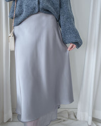 Champaign Skirt 香檳光澤拼紗彈性傘魚尾半裙 /SK8922