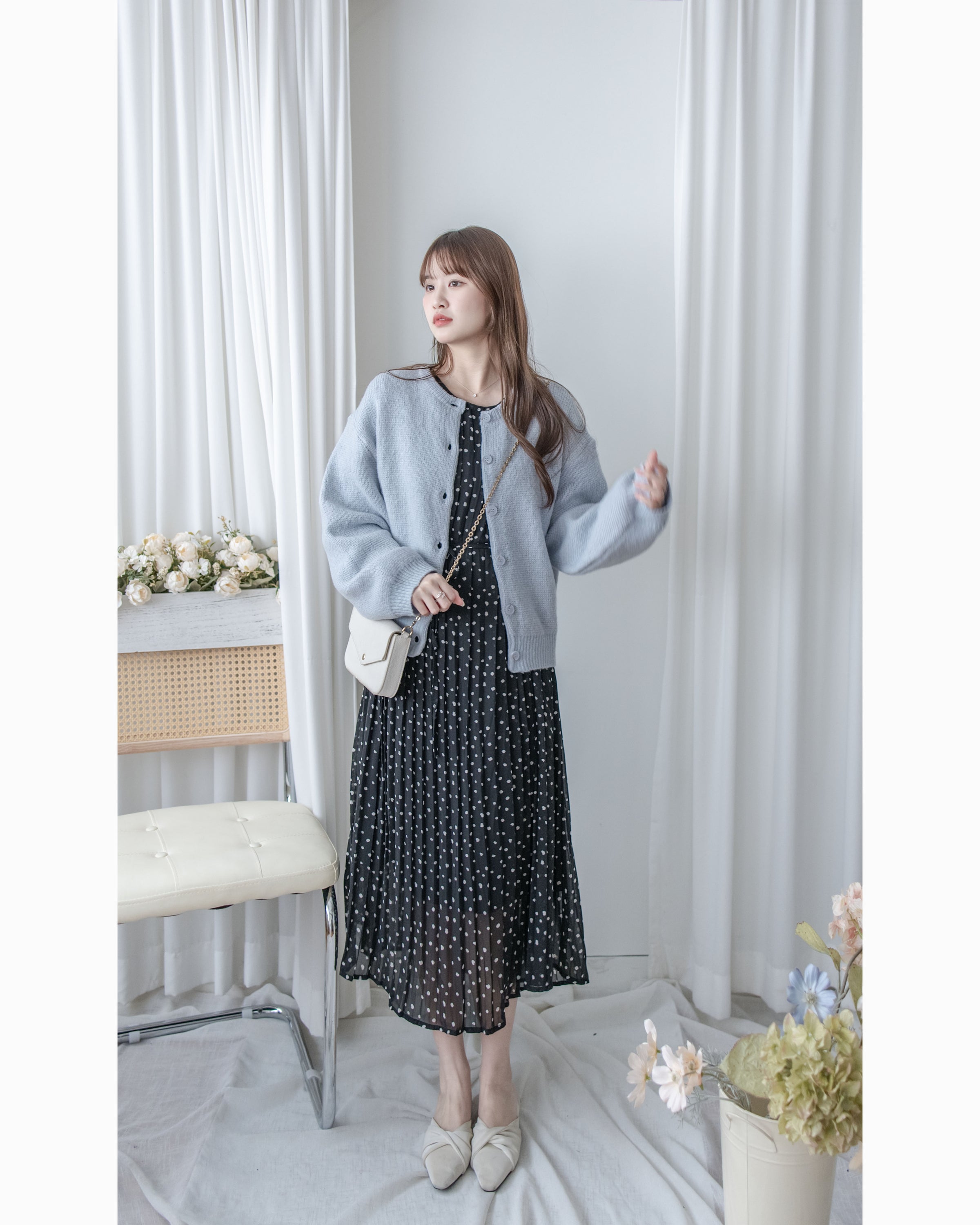 Mixed Knit Cardigan 綿綿顆粒感混毛針織外套或上衣/ CD8154