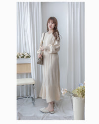 Knitted fishtail Dress 層次織紋舒適收腰傘形魚尾連身裙/ DS1047