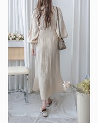 Knitted fishtail Dress 層次織紋舒適收腰傘形魚尾連身裙/ DS1047