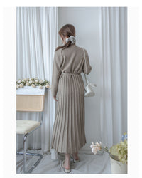 Wrap Dress 疊V領立體線條針織裙擺彈性連身裙/ DS1049