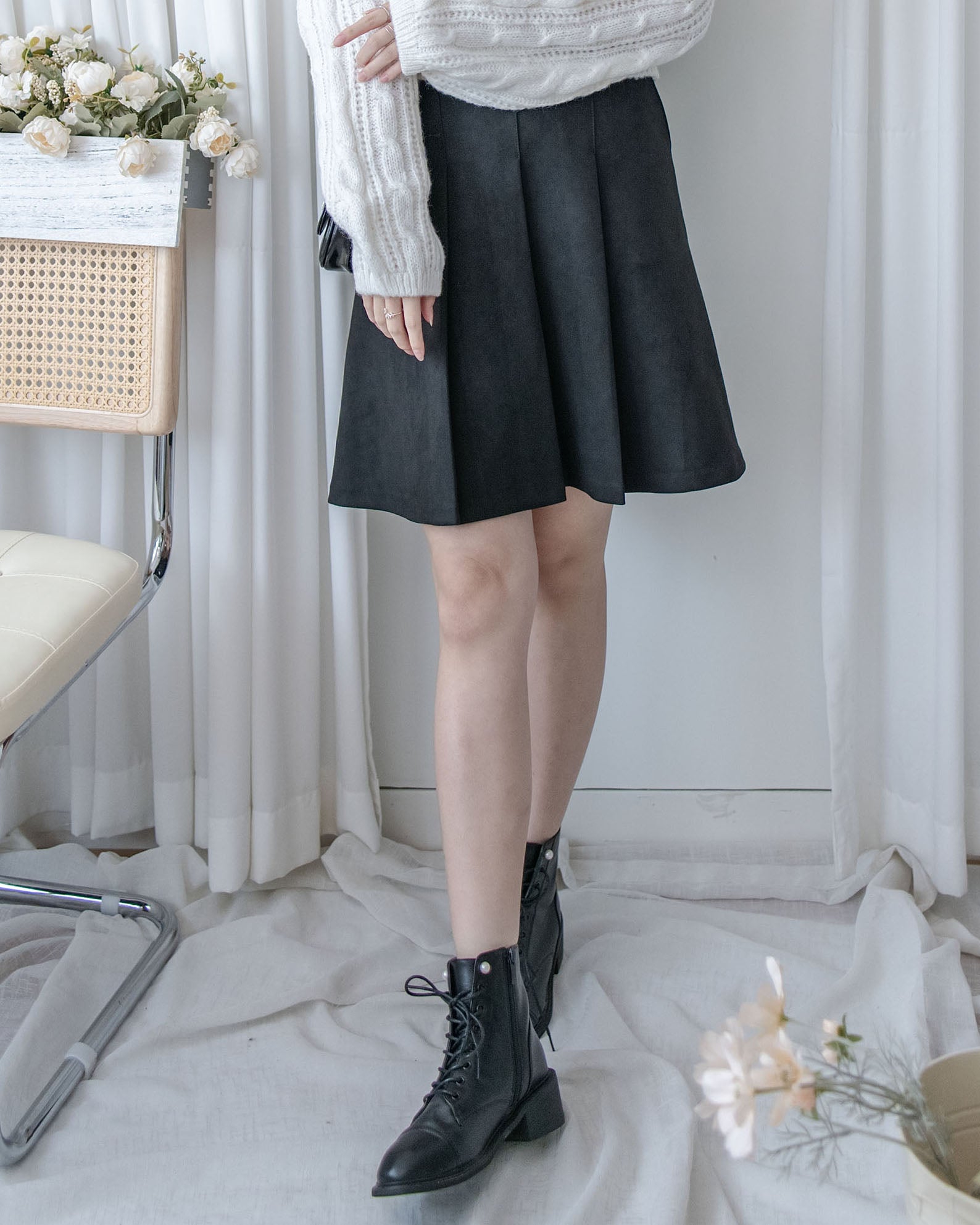 Pleated Skirt 顯瘦A形立體打褶口袋半裙 / SK8923