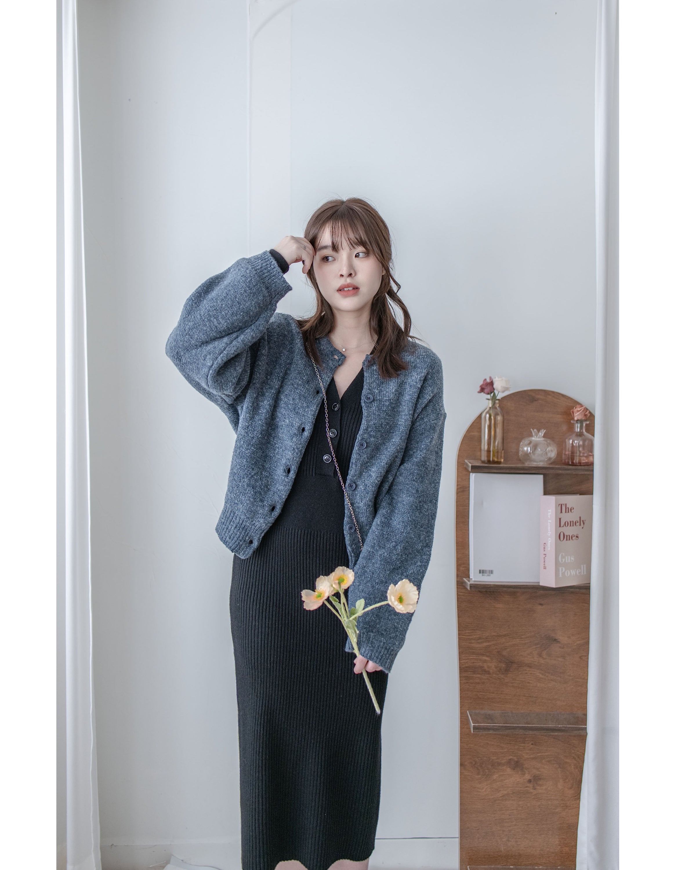 Mixed Knit Cardigan 綿綿顆粒感混毛針織外套或上衣/ CD8154