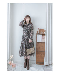 Floral Dress 雪紡碎花領口綁帶連身裙 / DS1028